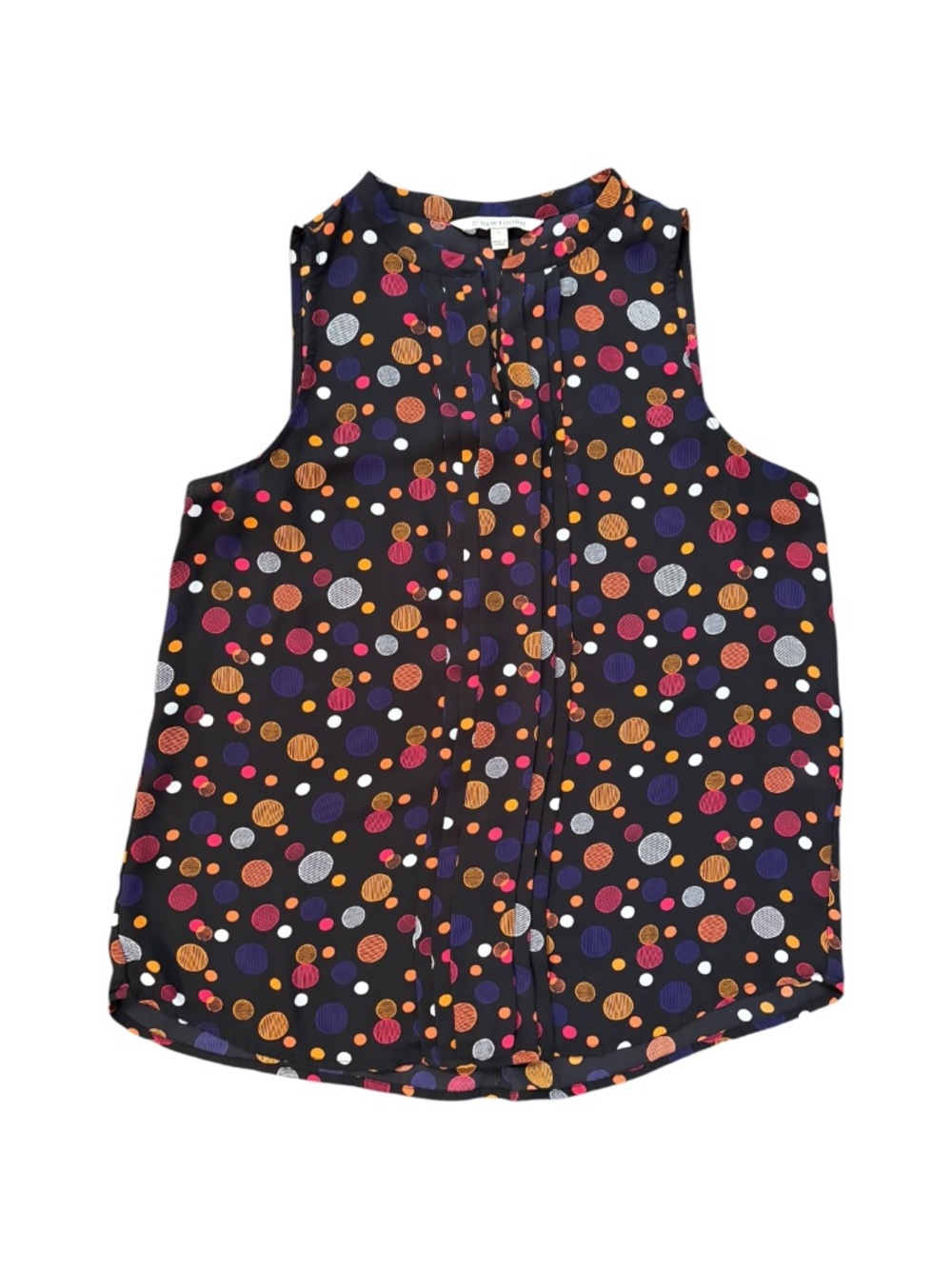41 Hawthorn Polka Dot Sleeveless Blouse Size M Black Multicolor